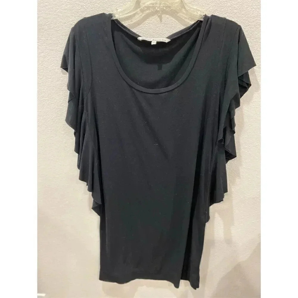 Rachel Rachel Roy Women's Ruffle Sleeve Blouse Black Size S